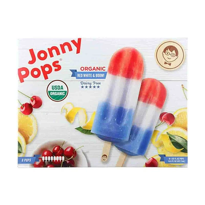 JonnyPops Organic Red White & Boom Pops, 8 Count