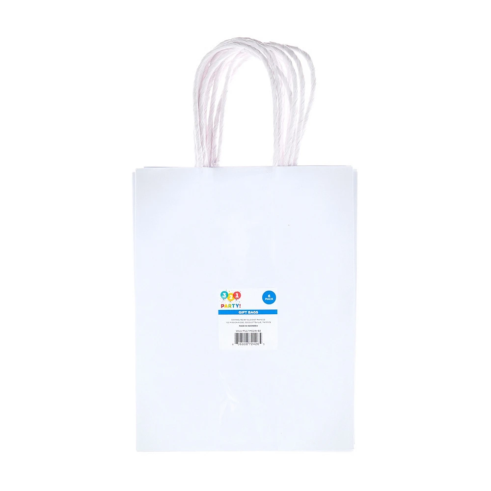 Gift Bags, White, 6 Pack
