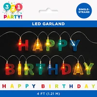 321 Party! LED Happy Birthday Garland, 4 ft.