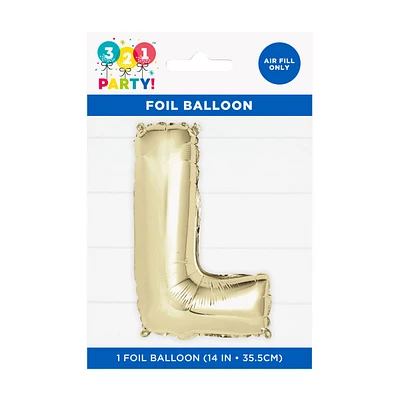 Golden Foil Letter 'L' Balloon, 14 Inches