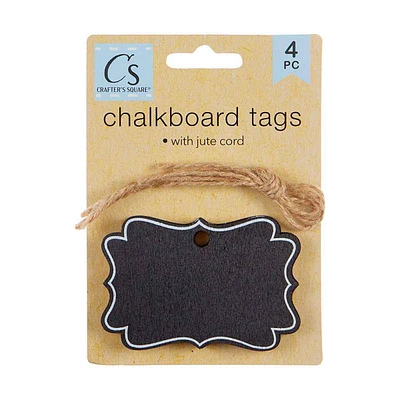 Crafter's Square Chalkboard Tags with Jute Cord, 4 Count