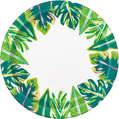 9-in. Tropical Leaves Summer Party Plates, 8 Count