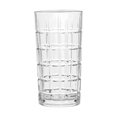 Clear Plaid Cooler Drinking Glass, 13 oz.