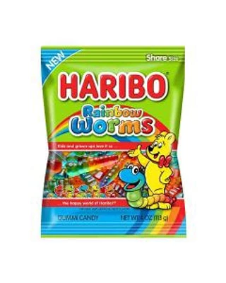 Haribo Rainbow Worms Gummi Candy, 4 oz