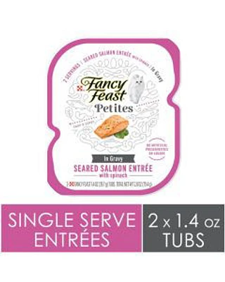 Purina Fancy Feast Petites Seared Salmon with Spinach Gourmet Cat Food, 2.8 oz