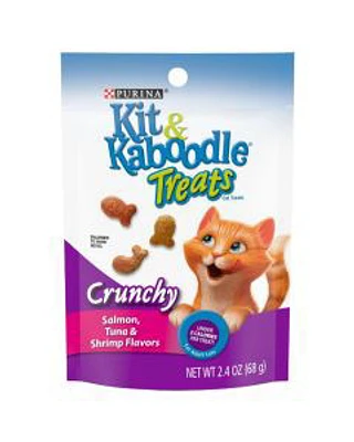 Purina Kit & Kaboodle Cat Treats, Crunchy Salmon, Tuna & Shrimp Flavors - 2.4 oz Pouch