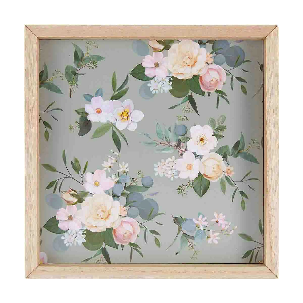 Wooden Square Floral Wall Décor