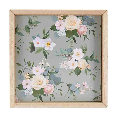 Wooden Square Floral Wall Décor