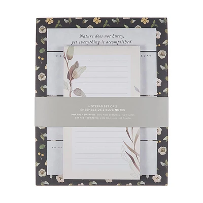 Weekly Calendar Floral Desk Notepad Set