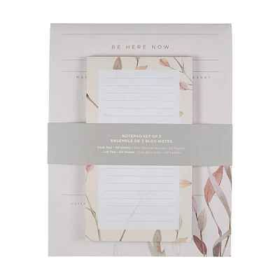 Be Here Now Floral Desk Notepad Set, 2 Count