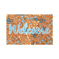 Welcome Colorful Floral Patterned Scatter Rug