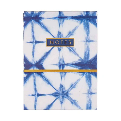 Indigo Geometric Tie Dye Pocket Notepad with Elastic Closure