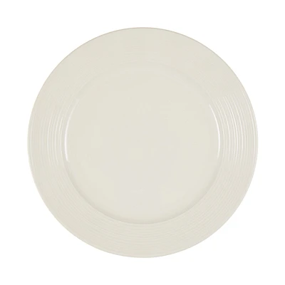 White Stripe Embossed Ceramic Dinner Plate, 10.5 in.