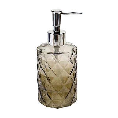 Embossed Diagram Glass Soap Dispenser, Amber