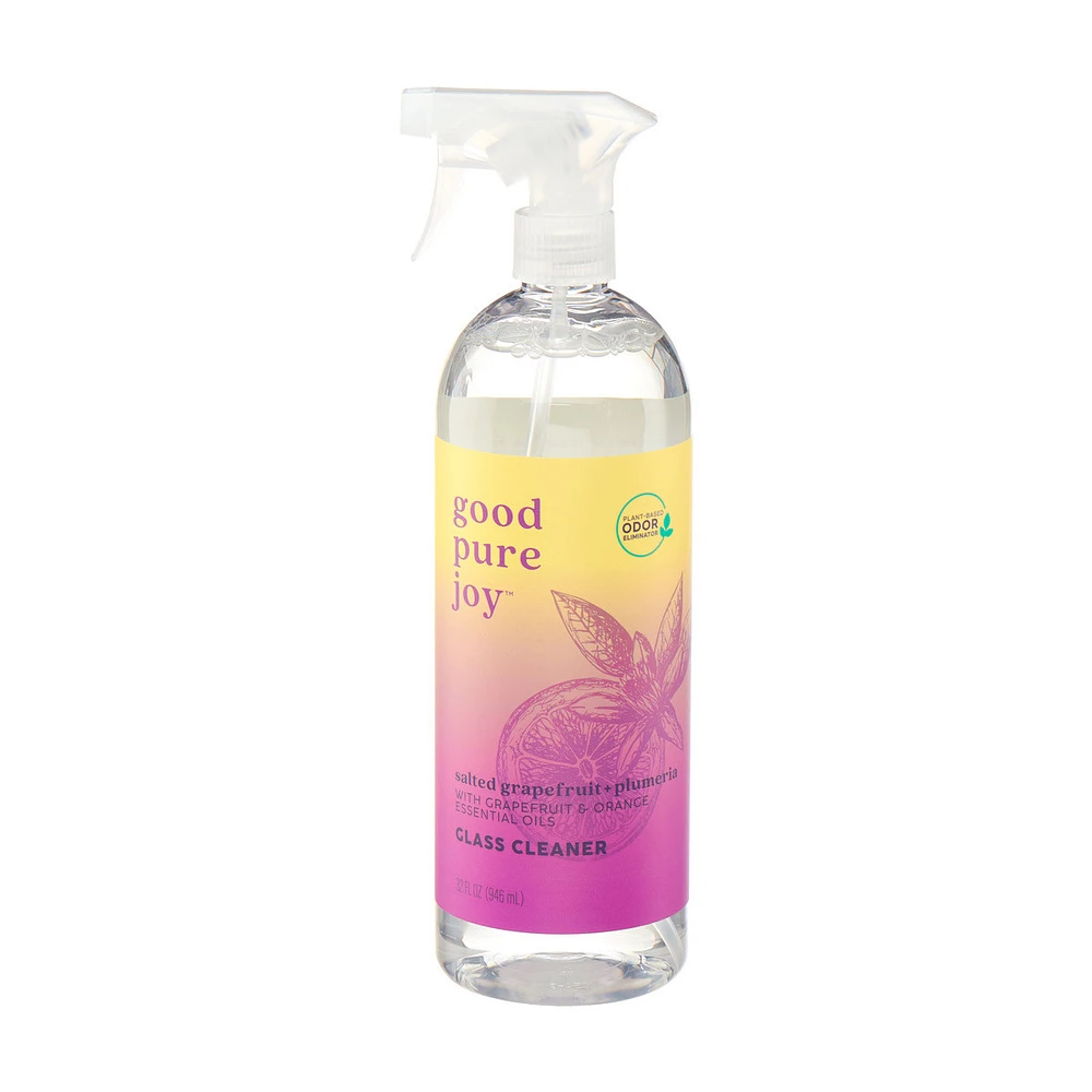 Good Pure Joy Plant-Derived Salted Grapefruit + Plumeria Glass Cleaner, 32 oz