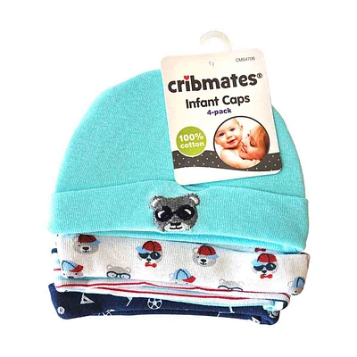 Cribmates Infant Cotton Caps, Pack of 4