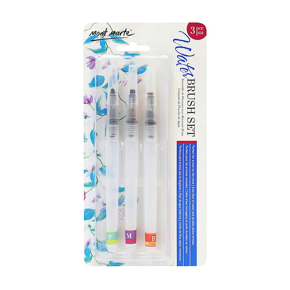 Mont Marte Round Signature Waterbrush Set, 3 Pieces