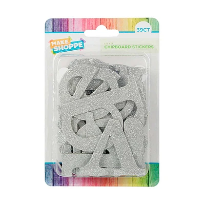 Make Shoppe Silver Chipboard Alphabet Stickers, 39 Count