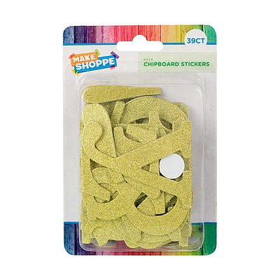 Make Shoppe Gold Chipboard Alphabet Stickers, 39 Count