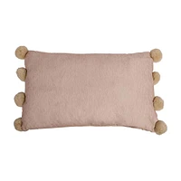 Decorative Pom Pom Pillow, Cream, 12 in x 20 in