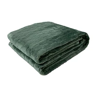 Honeycomb Pattern Flannel Jacquard Throw, Green, 50 in x 60 in