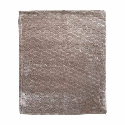 Honeycomb Pattern Flannel Jacquard Throw, Cream, 50 in x 60 in