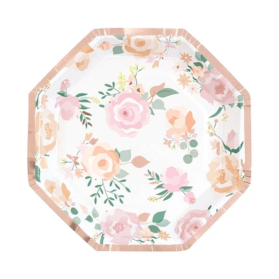 Pink Blooms Party Plates, 8 ct, 8.25 in