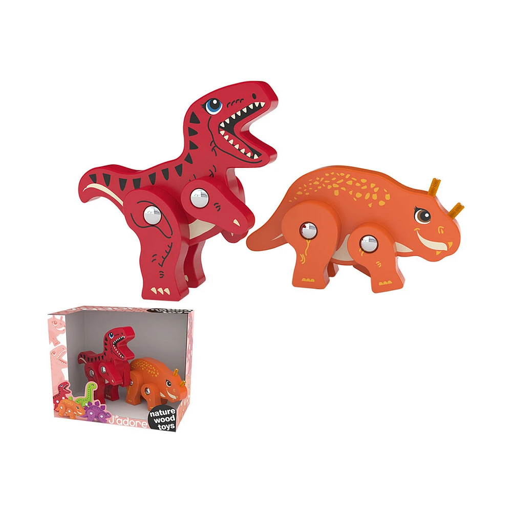 J'adore Wooden Moveable Dinosaurs Set