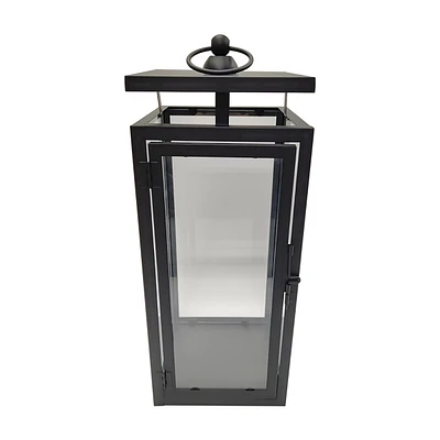 Tall Metal Glass Lantern, Black