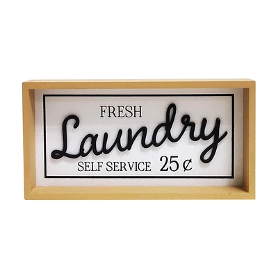 'Fresh Laundry Self Service' Rectangular Tabletop Sign Décor