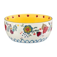 Floral Stone Bowl, Yellow, 26 oz