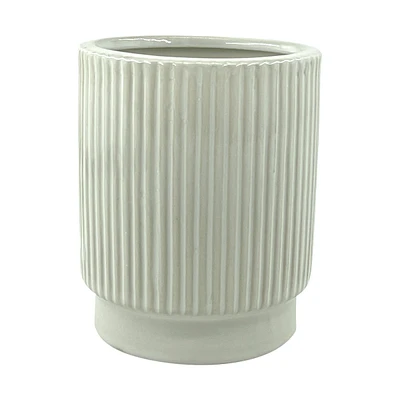 Ribbed Ceramic Vase, Cream