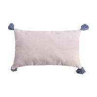 Decorative Tassel Lumbar Pillow, Blue