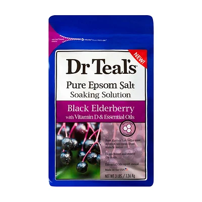Dr Teal's Black Elderberry Pure Epsom Salt Soaking Solution, 3 lb