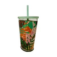 Wild Style Printed Glass Tumbler with Straw