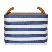 Striped Rectangular Storage Basket with Handles