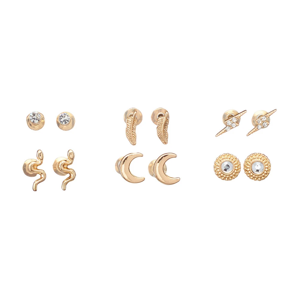 Stud Earrings, 6 Pack