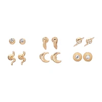 Stud Earrings, 6 Pack