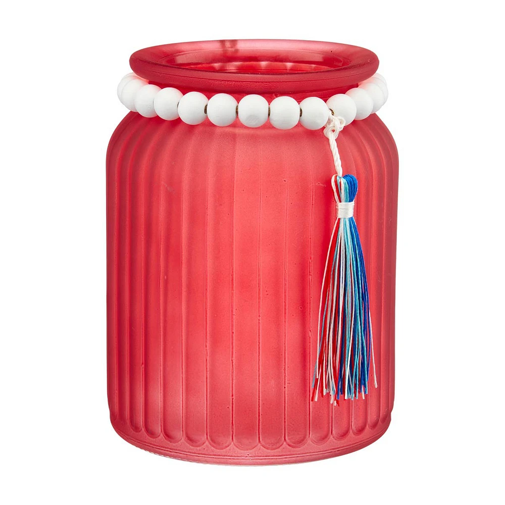 Decorative Ribbed Beaded Glass Vase, Assorted