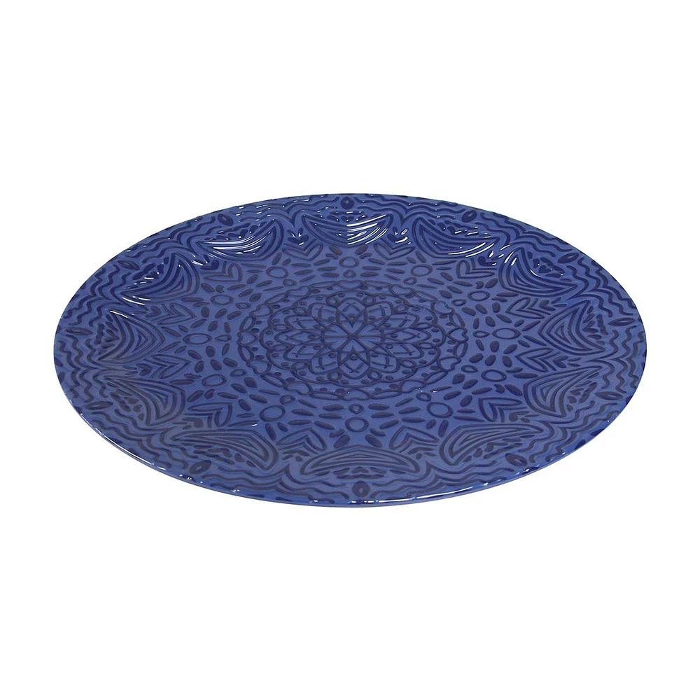 Embossed Oval Serving Platter, Blue