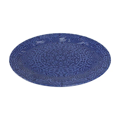 Embossed Oval Serving Platter, Blue