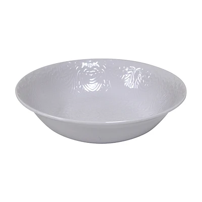 Embossed Round Serving Bowl, White