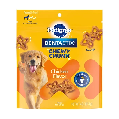 Pedigree DentaStix Chewy Chunx Chicken Flavored Dental Treats, Large Dogs 4 oz
