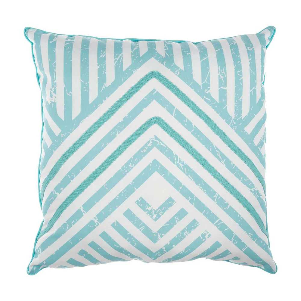 Decorative Line Printed Square Pillow, 18 in x 18 in