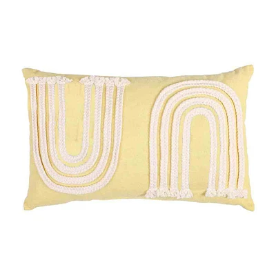 Yellow Rope Embroidery Lumbar Pillow