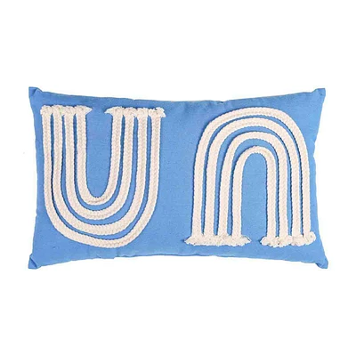 Aqua Rope Embroidery Lumbar Pillow