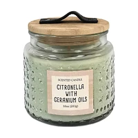 Citronella with Geranium Oils Scented Jar Candle with Lid, 10 oz.
