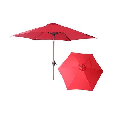 Aluminum Crank and Tilt Market Outdoor Patio Umbrella, Red, 9 ft