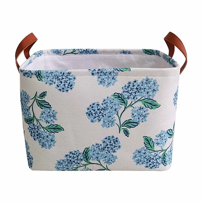 Floral Printed Rectangular Storage Basket with Handles