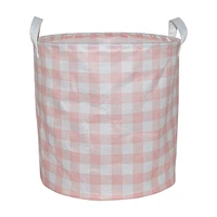 Gingham Printed Round Storage Basket with Handles